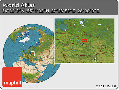 Satellite Location Map of the Area around 54° 48' 50" N, 28° 7' 30" E