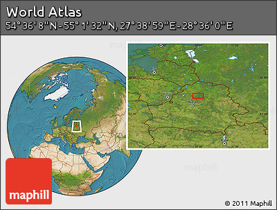Satellite Location Map of the Area around 54° 48' 50" N, 28° 7' 30" E