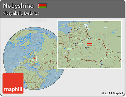 Savanna Style Location Map of Nebyshino, hill shading