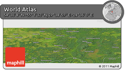 Satellite Panoramic Map of the Area around 54° 48' 50" N, 28° 7' 30" E