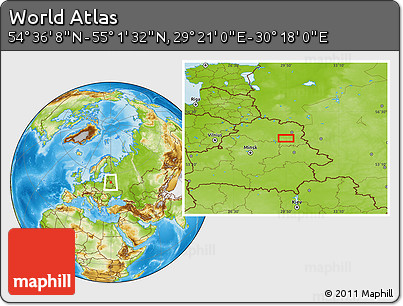 Physical Location Map of the Area around 54° 48' 50" N, 29° 49' 30" E