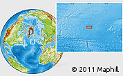 Physical Location Map of the area around 54° 48' 50" N, 29° 40' 29" W