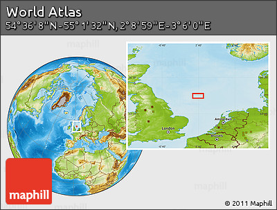 Physical Location Map of the Area around 54° 48' 50" N, 2° 37' 30" E