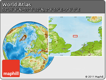 Physical Location Map of the Area around 54° 48' 50" N, 2° 37' 30" E