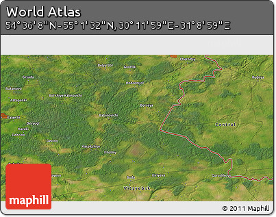 Satellite 3D Map of the Area around 54° 48' 50" N, 30° 40' 29" E