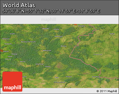 Satellite 3D Map of the Area around 54° 48' 50" N, 30° 40' 29" E