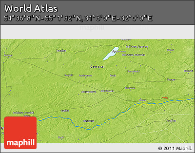 Physical 3D Map of the Area around 54° 48' 50" N, 31° 31' 29" E