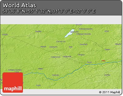 Physical 3D Map of the Area around 54° 48' 50" N, 31° 31' 29" E