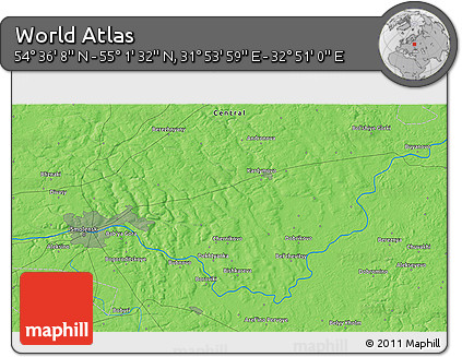 Political 3D Map of the Area around 54° 48' 50" N, 32° 22' 30" E