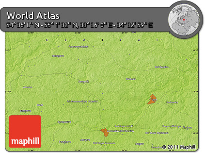 Physical Map of the Area around 54° 48' 50" N, 34° 4' 30" E