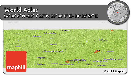 Physical Panoramic Map of the Area around 54° 48' 50" N, 34° 4' 30" E