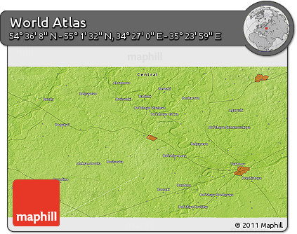 Physical 3D Map of the Area around 54° 48' 50" N, 34° 55' 29" E
