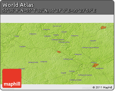 Physical 3D Map of the Area around 54° 48' 50" N, 34° 55' 29" E