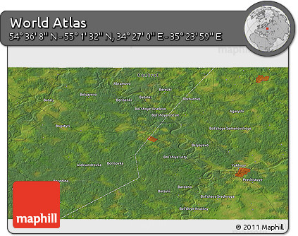 Satellite 3D Map of the Area around 54° 48' 50" N, 34° 55' 29" E