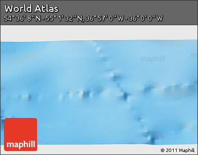 Physical 3D Map of the Area around 54° 48' 50" N, 36° 28' 30" W