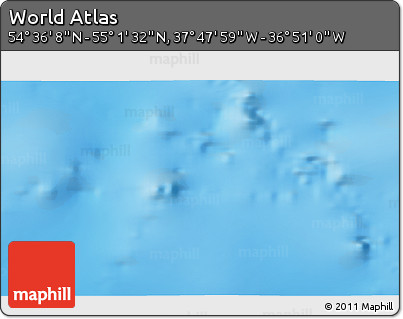 Shaded Relief 3D Map of the Area around 54° 48' 50" N, 37° 19' 30" W