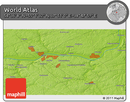 Physical 3D Map of the Area around 54° 48' 50" N, 38° 19' 30" E