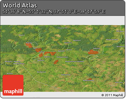 Satellite 3D Map of the Area around 54° 48' 50" N, 38° 19' 30" E
