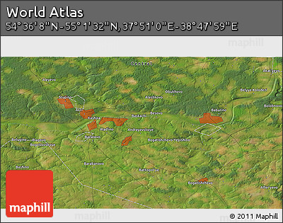 Satellite 3D Map of the Area around 54° 48' 50" N, 38° 19' 30" E