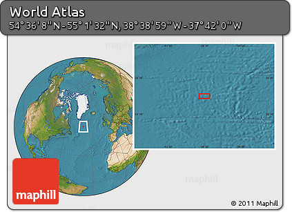 Satellite Location Map of the Area around 54° 48' 50" N, 38° 10' 29" W