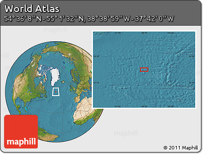 Satellite Location Map of the Area around 54° 48' 50" N, 38° 10' 29" W