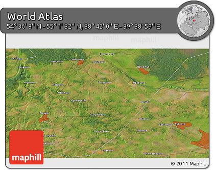 Satellite 3D Map of the Area around 54° 48' 50" N, 39° 10' 29" E