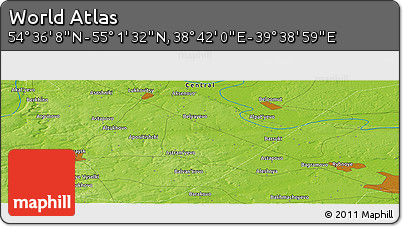 Physical Panoramic Map of the Area around 54° 48' 50" N, 39° 10' 29" E