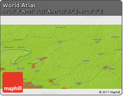 Physical 3D Map of the Area around 54° 48' 50" N, 40° 1' 29" E