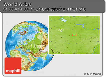 Physical Location Map of the Area around 54° 48' 50" N, 40° 52' 30" E
