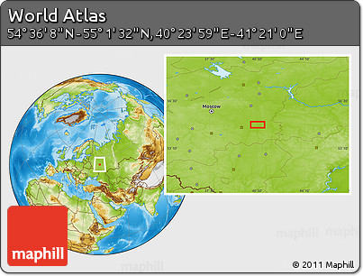 Physical Location Map of the Area around 54° 48' 50" N, 40° 52' 30" E