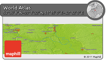 Physical Panoramic Map of the Area around 54° 48' 50" N, 41° 43' 30" E