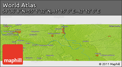 Physical Panoramic Map of the Area around 54° 48' 50" N, 41° 43' 30" E