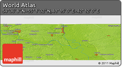 Physical Panoramic Map of the Area around 54° 48' 50" N, 41° 43' 30" E