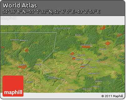 Satellite 3D Map of the Area around 54° 48' 50" N, 42° 34' 30" E