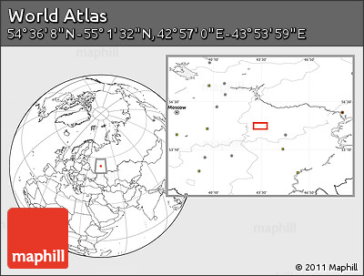 Blank Location Map of the Area around 54° 48' 50" N, 43° 25' 29" E