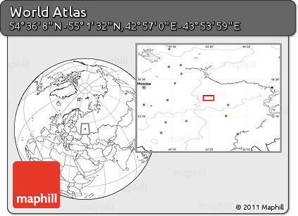 Blank Location Map of the Area around 54° 48' 50" N, 43° 25' 29" E