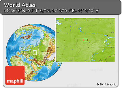 Physical Location Map of the Area around 54° 48' 50" N, 44° 16' 29" E