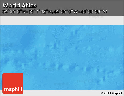 Physical 3D Map of the Area around 54° 48' 50" N, 44° 7' 30" W