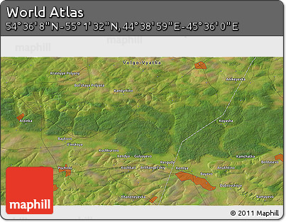 Satellite 3D Map of the Area around 54° 48' 50" N, 45° 7' 30" E