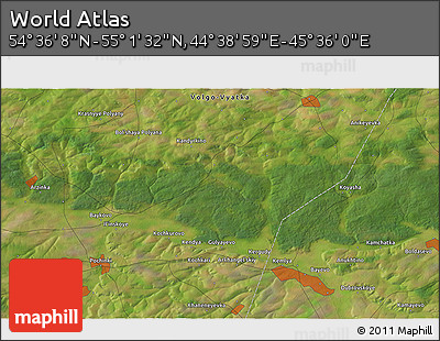 Satellite 3D Map of the Area around 54° 48' 50" N, 45° 7' 30" E