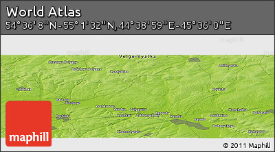 Physical Panoramic Map of the Area around 54° 48' 50" N, 45° 7' 30" E