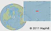 Savanna Style Location Map of the area around 54° 48' 50" N, 46° 40' 29" W, hill shading