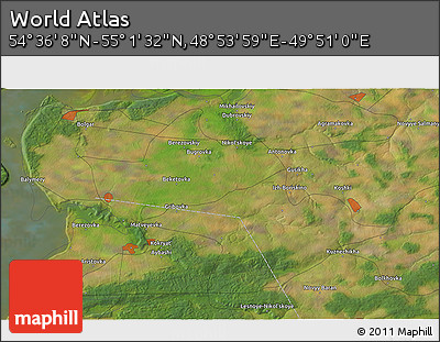 Satellite 3D Map of the Area around 54° 48' 50" N, 49° 22' 30" E