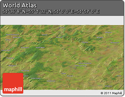Satellite 3D Map of the Area around 54° 48' 50" N, 54° 28' 30" E