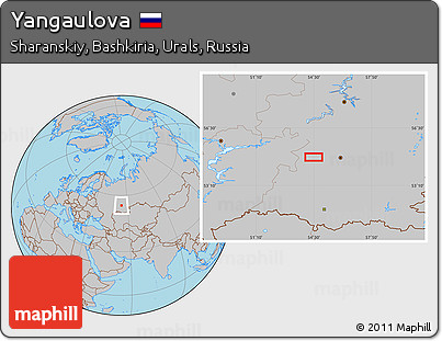 Gray Location Map of Yangaulova