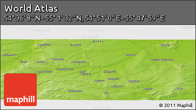 Physical Panoramic Map of the Area around 54° 48' 50" N, 55° 19' 30" E