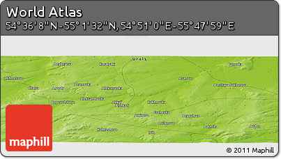 Physical Panoramic Map of the Area around 54° 48' 50" N, 55° 19' 30" E