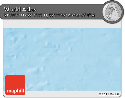 Physical 3D Map of the Area around 54° 48' 50" N, 55° 10' 29" W