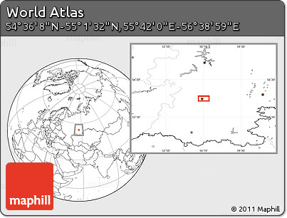 Blank Location Map of the Area around 54° 48' 50" N, 56° 10' 29" E