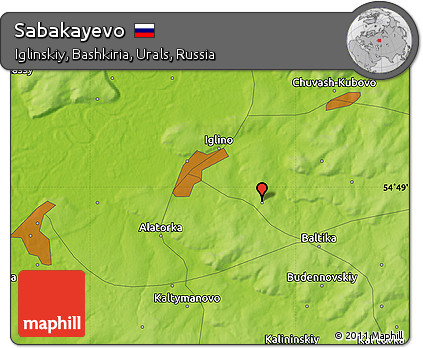 Physical Map of Sabakayevo